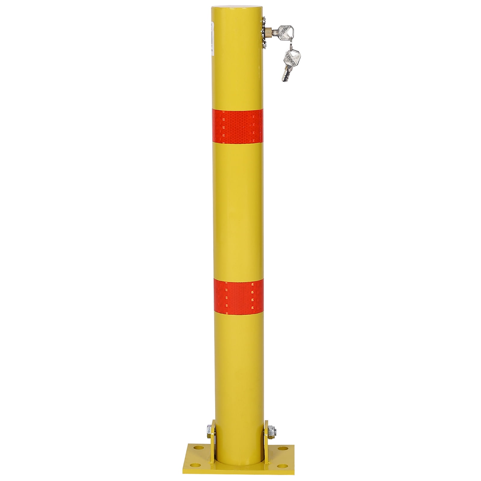Pouseayar Parking Bollard,Pole Barrier with Lock ,Round yellow