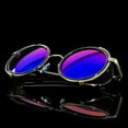thumbnail image 2 of Black Old School Funky Goth Steampunk Side Shield Mens Womens Round Sunglasses, 2 of 7