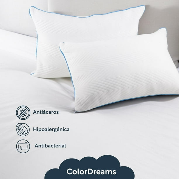 Almohada Memory Foam Paquete De 2 Pzas Lavable Espuma Viscoelastica Con Cooling Gel Hipoalergenicas Queen COLORDREAMS blanco Walmart en linea