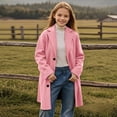 thumbnail image 2 of Breezora Girls Spring Coat Mid Length Trendy Fleece Lined Top Comfortable Wind Resistant Outerwear for School 150 Size Pink, 2 of 6