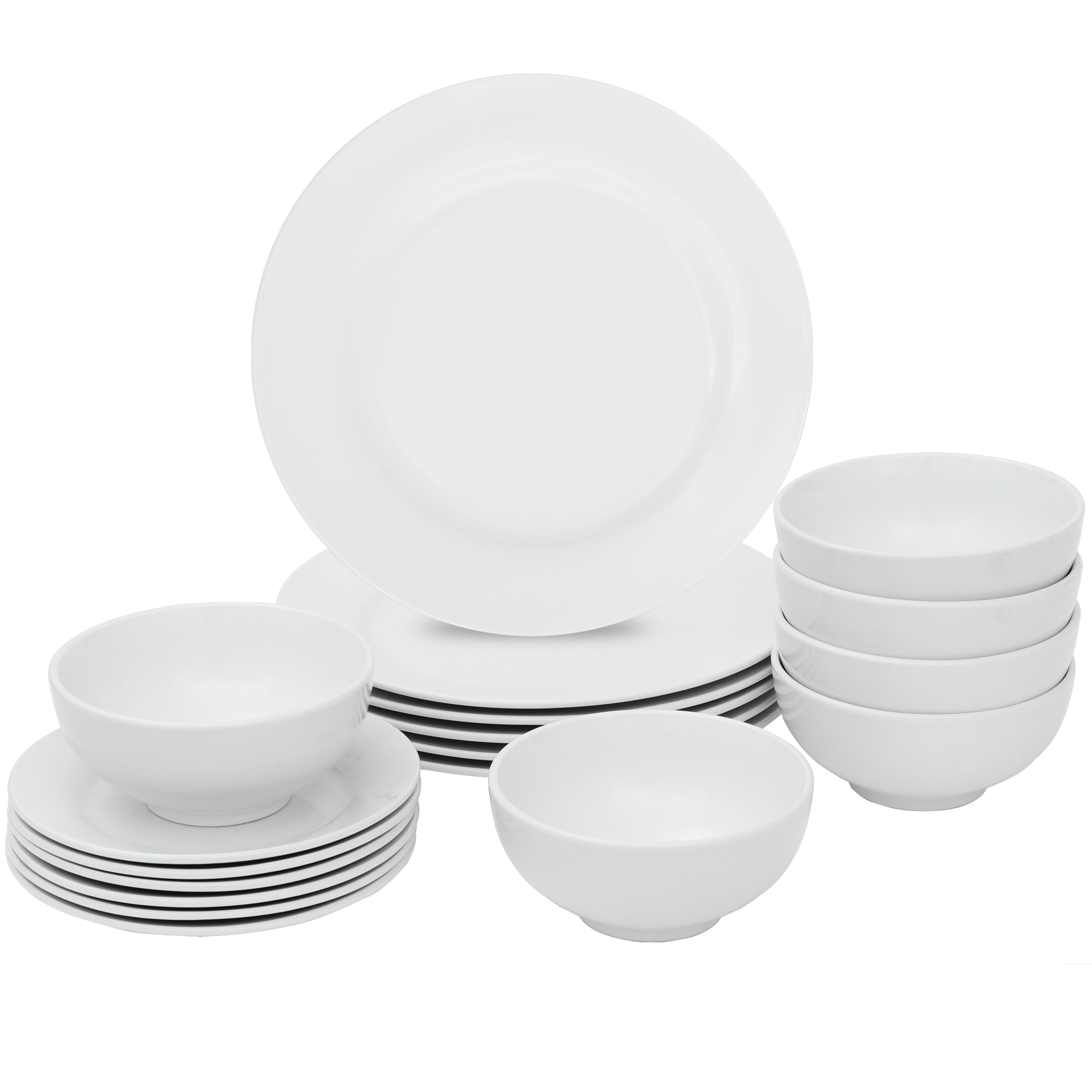 Porcelain Dinnerware Set 45 Piece Banquet Plates Dishes Bowls White Service 8 