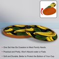 thumbnail image 4 of Banana Set of 6 Round Microfiber Leather Coasters, 11x11 cm/4.3x4.3 inch Drink Coasters for Table Home Decor, 4 of 6