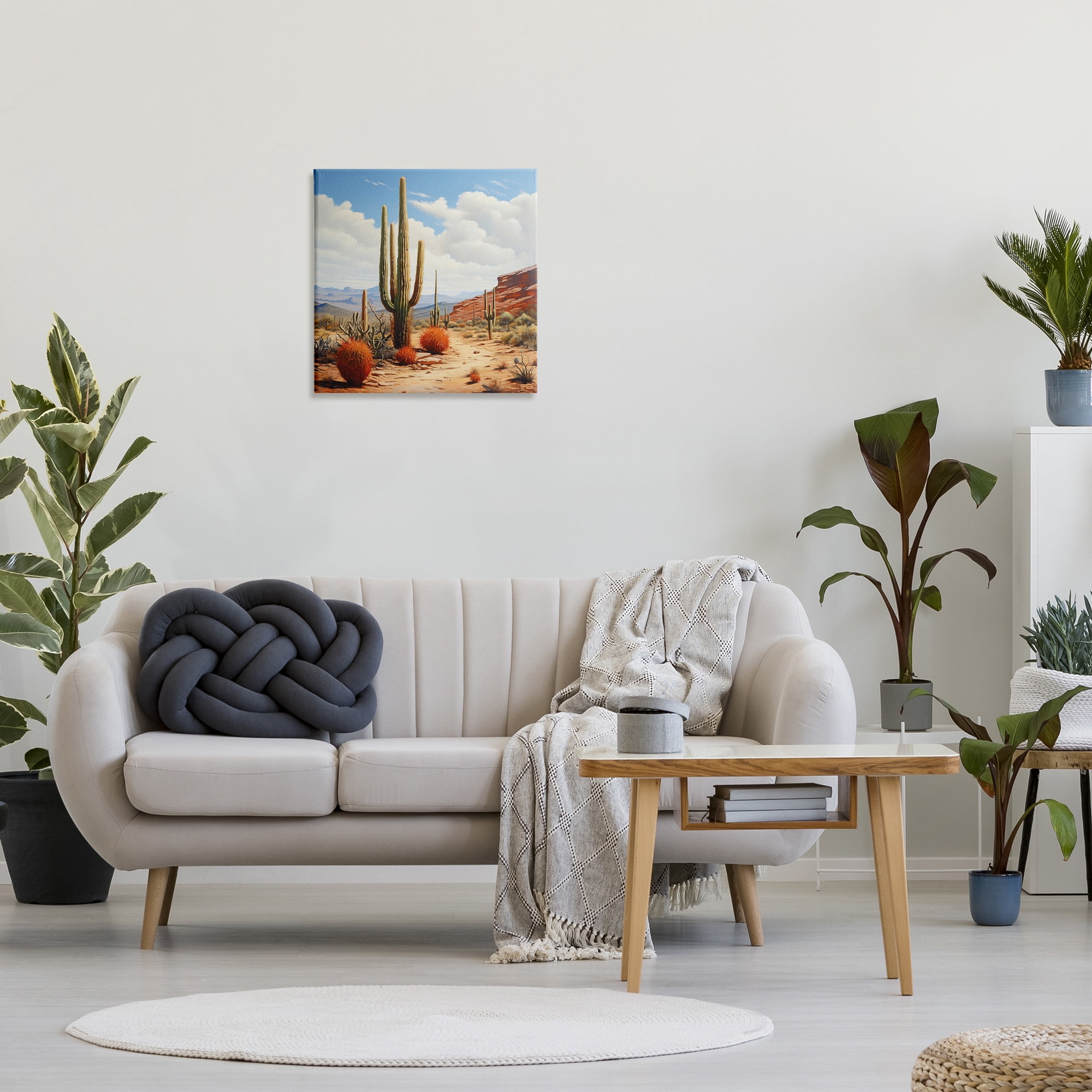 Stupell Industries Cloudy Desert Path Landscape Painting Gallery Wrapped Canvas Art Print Wall Art, 24 x 24