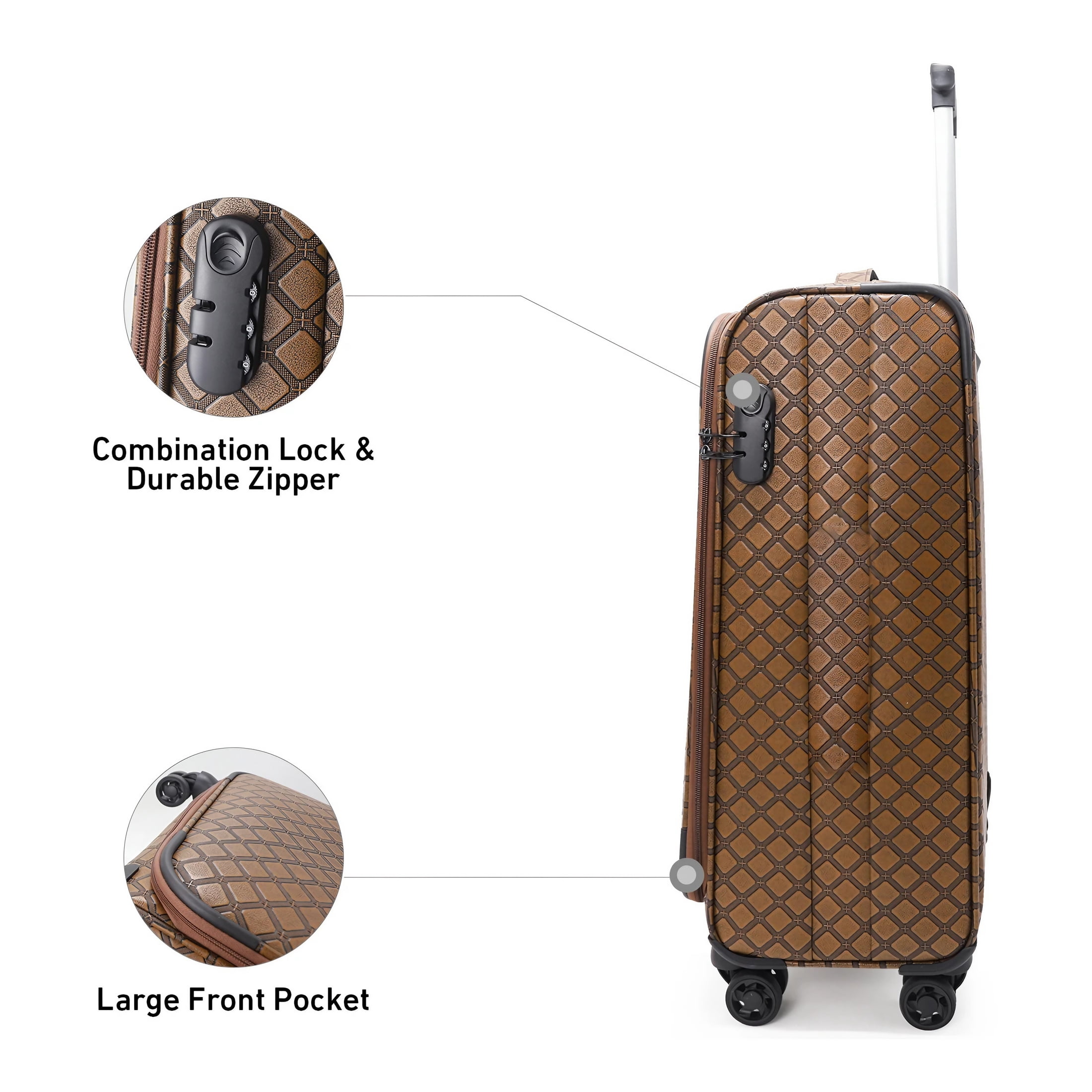 WEPLUS 5 piece Suitcases Luggage(20",24"),PU Leather Softside Suitcase with Double Spinner Wheels