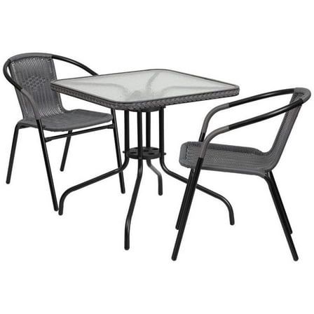 Afuera Living 3 Piece Square Patio Dining Set in Black and Gray