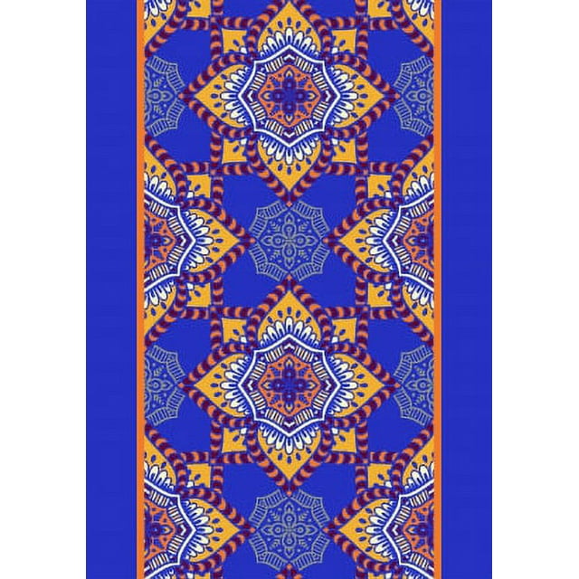 IBA Indianbeautifulart Blue Floral Mandala Printed Ribbon Trim 9 Yards Velvet Fabric Laces For Crafts Sewing Accessories 4 Inches