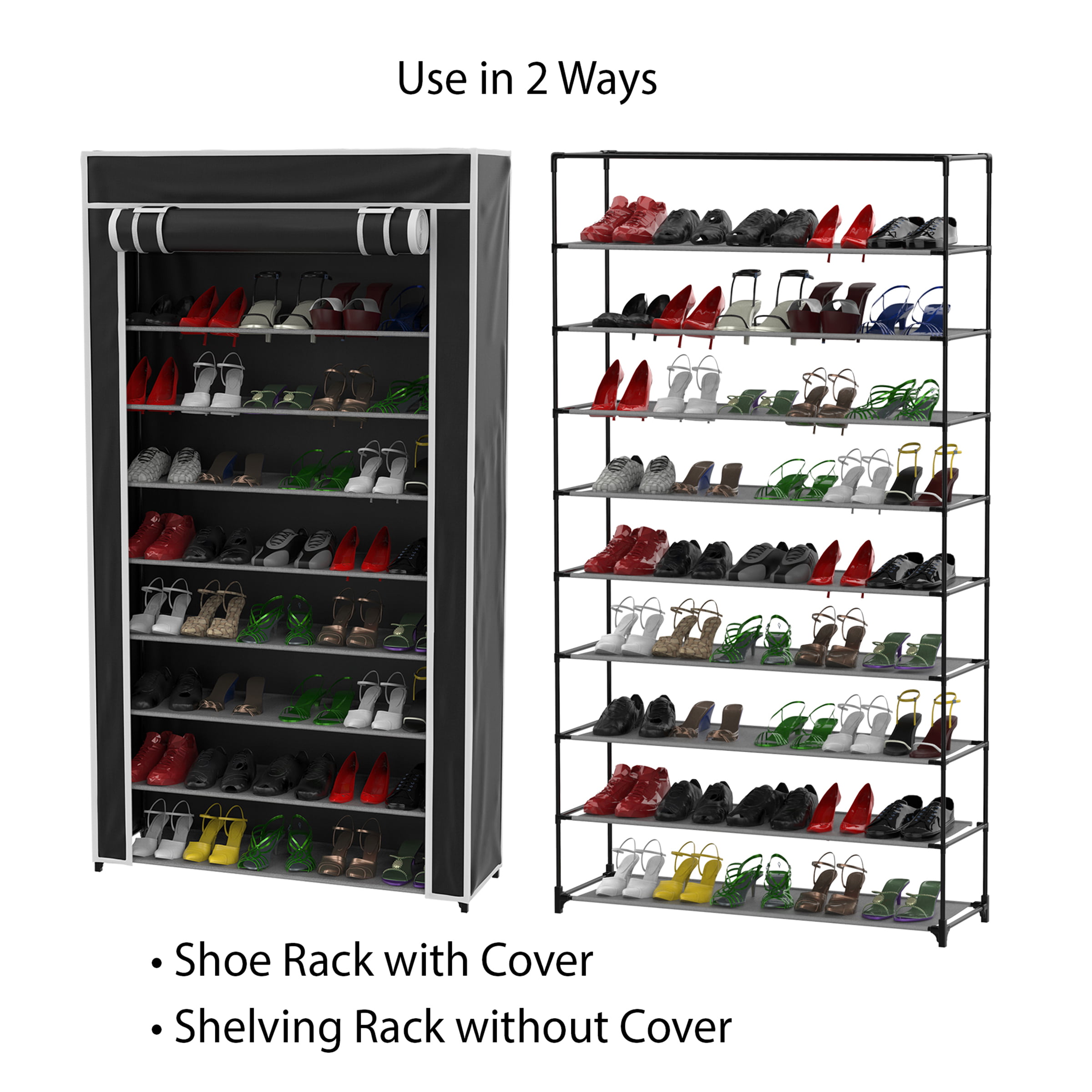 9 Tier Shoe Rack with Dustproof Cover Shoe Shelf Storage Organizer-Black  for Sale in Victorville, CA - OfferUp