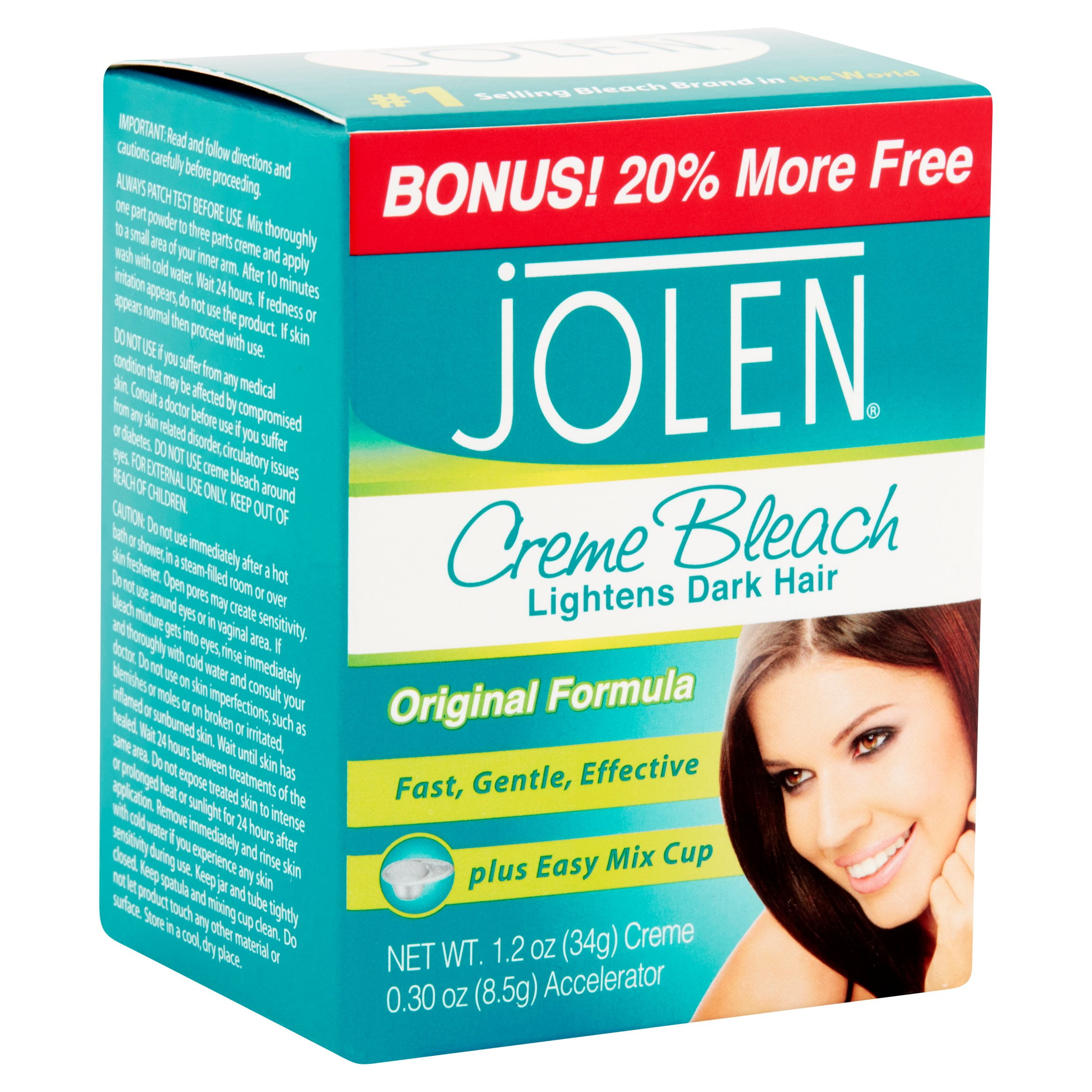 Jolen Creme Bleach Dark Hair Lightener Cream, Original,  oz Jar -  