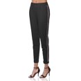 thumbnail image 1 of FashionOutfit Women's Solid with Striped Elastic Trim Side Detail High Waist Pant, 1 of 4