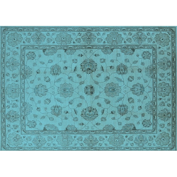 Ahgly Company Indoor Rectangle Oriental Light Blue Traditional Area Rugs, 5' x 7'