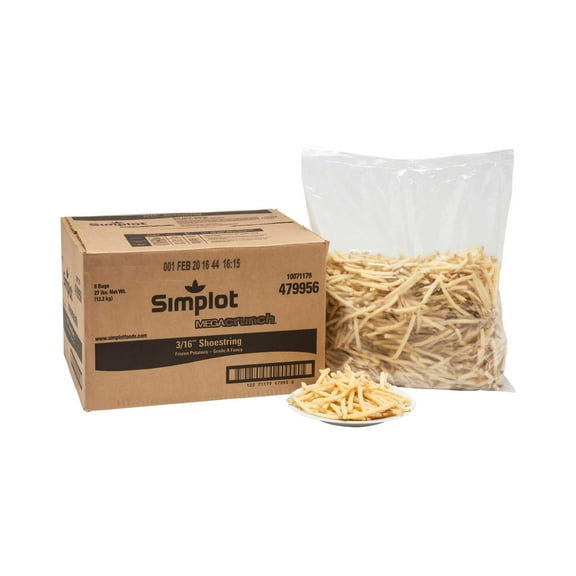 Simplot ClearlyCrisp Megacrunch Shoestring French Fry, 4.5 Pound - 6 per case.