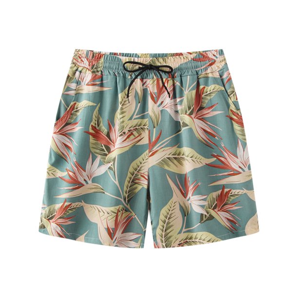 Bañadores de playa con estampado de hojas hawaianas para hombre, Pantalones Cortos sueltos de verano, Pantalones elásticos transpirables, novedad Fivean unisex
