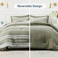 thumbnail image 7 of U by Bedsure Full Size Bedding Sets 7 Pieces, Olive Green White Striped Bedding Comforter Sets All Season Bed Set, 2 Pillow Shams, Flat Sheet, Fitted Sheet and 2 Pillowcases, 7 of 7
