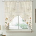 thumbnail image 2 of White Floral Swag Curtains for Kitchen/Bedroom/Living Room, Spring Country Vintage Flower Leaf Plant Scalloped Curtains 63 Inch Long, Window Swag Topper Curtains Valances 2 Panels Set 36"x63", 2 of 8