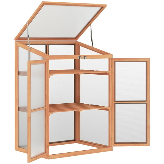 Wooden Cold Frame Mini Greenhouse Cabinet – Compact and Ideal for Indoor and Outdoor Plants