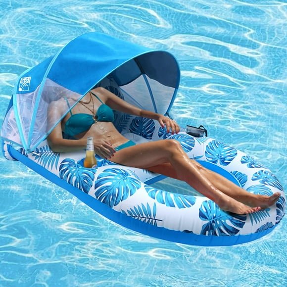 Piscina flotante COOLCOOLDEE con toldo UPF50+ para adultos