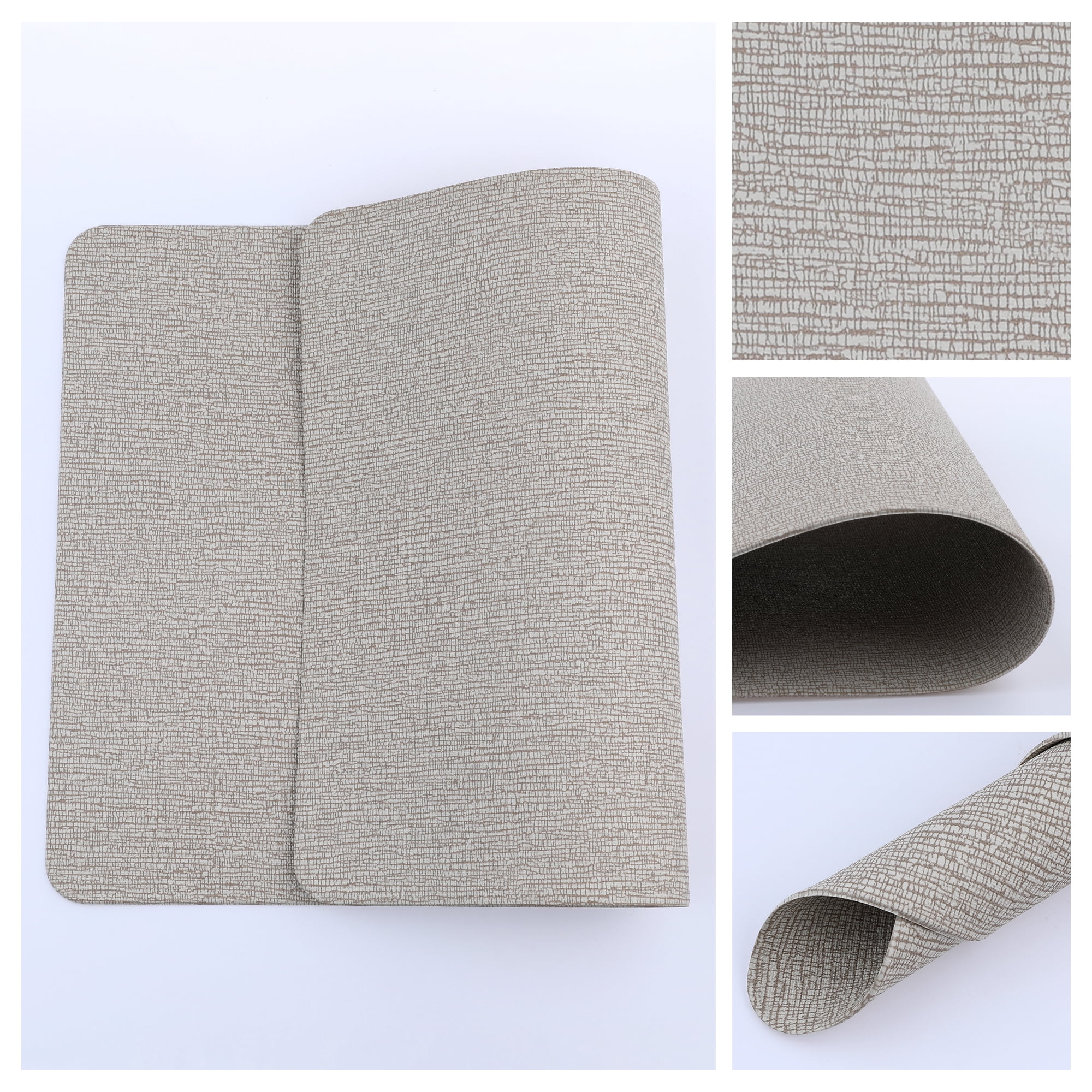 Unique Bargains Placemats Set of 6 Polyvinyl Chloride for Kitchen Flaxen 18*12in