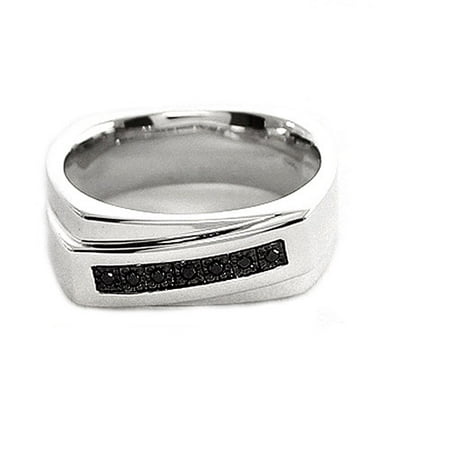 Men's Black Diamond Accent Seven-Stone Sterling Silver Ring
