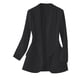 thumbnail image 2 of Blazer de mujer de moda de color sólido con bolsillos, manga larga, cuello vuelto, abrigo de traje, blazer de mujer, abrigo de poliéster, 2 of 5