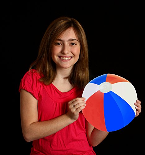 red white and blue beach balls