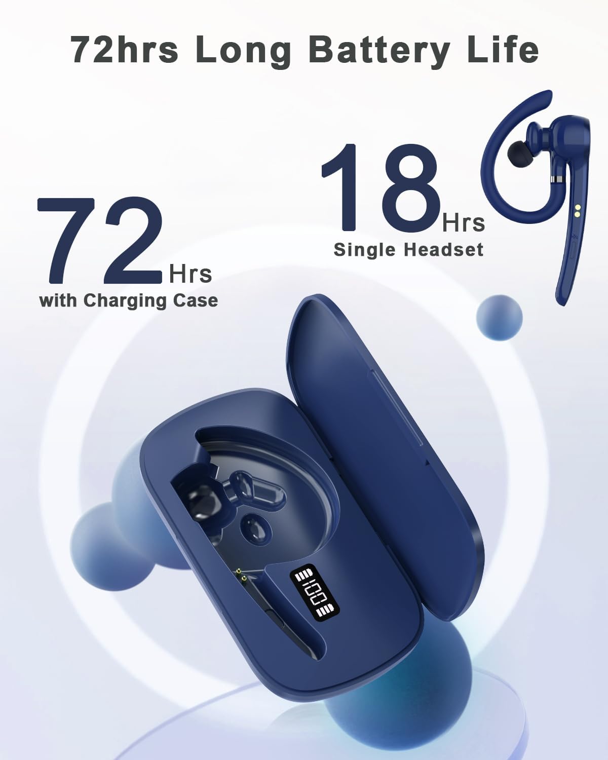 Breezio Bluetooth Earbuds with 500mAh Charging Case, 72Hrs photo 3