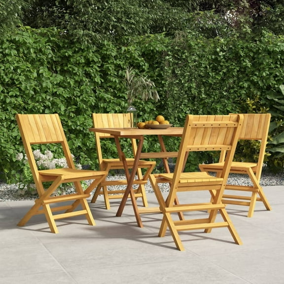 vidaXL Folding Patio Chairs 4 pcs 18.5"x24"x35.4" Solid Wood Teak
