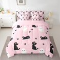 thumbnail image 2 of Feelyou Kawaii Cat Kitten Bedding Comforter Set 7pcs for Kids, Cartoon Animal Lover Queen Bedding Sets, Girly Pink Cartoon Reversible Queen Sheet Sets, Ultra Soft Bedroom Decor, 2 of 8