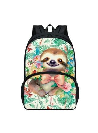 Wamika Summer Tropical Sloth Floral Backpack for Kids Girls Boys Funny  Animal Palm Leaf Bookbag Daypack with Chest Strap Mini Elementary School  Bags