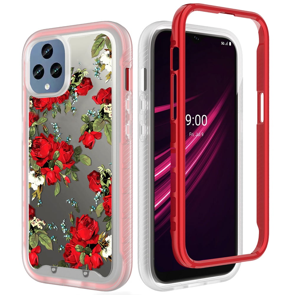 For OnePlus 10T 5G Dual Layer Hybrid Clear Gradient Two Tone Transparent  Shockproof Rubber Hard Protective Frame Cover ,Xpm Phone Case [ Red ] 