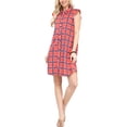 thumbnail image 2 of Doublju Womens Ruffle Cap Sleeve Loose Fit Plaid Shirts Dress With 2 Side Hand Pockets, 2 of 4