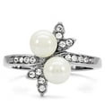 thumbnail image 3 of High polished (no plating) Stainless Steel Ring with Synthetic Pearl in White for Women White Stone Color Style TK116 Size 6, 3 of 4