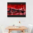 thumbnail image 2 of ARISTURING  New York City Wall Art Canvas Black and White Red Brooklyn Bridge Night Skyline Picture Photo Prints Modern Cityscape Poster Painting 16x12in, 2 of 6