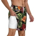 thumbnail image 2 of Kdxio Watercolor Tropical Flowers Print Men'S Swim Trunks With Compression Liner 7 Inch Inseam Quick Dry Swim Shorts, 2 of 7