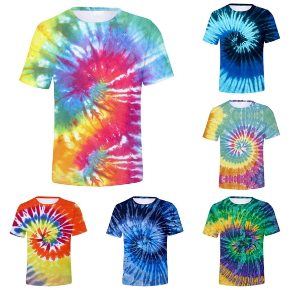 JAJAHO Men's Tie Dye T Shirt Short Sleeve Summer Casual Crew Neck Paisley Graphic Tees Loose Fit Daily Wear Stylish Tops