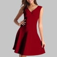 thumbnail image 4 of Women Evening Party Dress Wrapped Bodycon Sleeveless V-Neck Tank Dress Women Solid Color High Waist Ruched Flowy Short Dress Casual Basic Summer Dresses Red L, 4 of 6