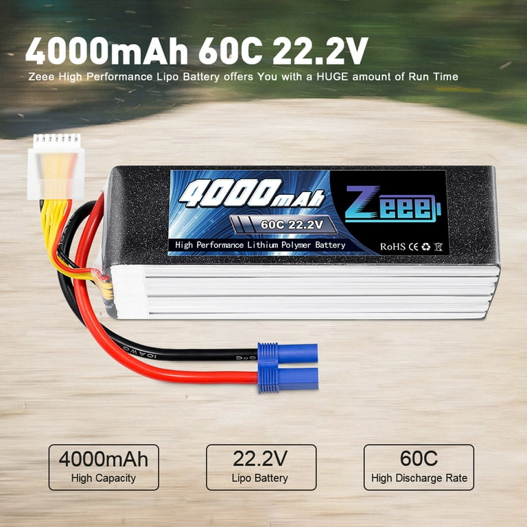 Zeee 22.2V 60C 4000mAh 6S LiPo Battery with EC5 Connector for RC