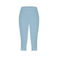 thumbnail image 4 of Timegard Capri Leggings for Women Elastic Waist Skinny Comfy Crop Pants Casual Workout Bottom Pants, 4 of 6