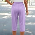 thumbnail image 6 of Women's Cotton Linen Drawstring Capris Shorts, Relaxed Fit with Pockets, Casual Solid Summer Bottoms for Walking, Travel, & Everyday | TruBelle,Pink M, 6 of 8