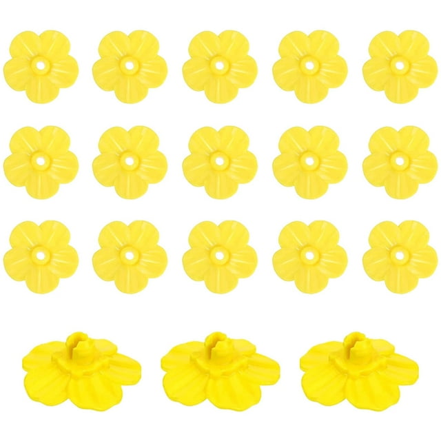 18 Pieces Hummingbird Feeder Replacement Flowers, Flower Hummingbird for Hummingbird Feeder Hanging Feeder Replacement Plastic Parts (Yellow)