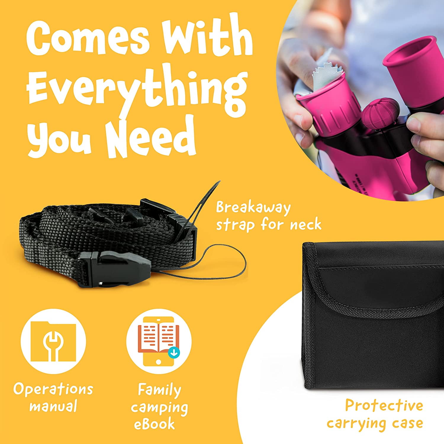 Think Peak Toys Binoculars for Kids High Resolution 8x21, Pink
