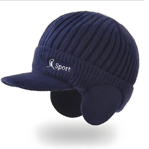 TELOLY Beanies Women Integrated Design Of Scarf Womens Beanies For Winter Unisex Version Winter Hat With Ear Flaps Navy Blue