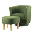 thumbnail image 4 of Dazone Modern Wood Linen Fabric Sponge Solid Print Swivel Armchair with Footstool, Green, 4 of 6