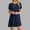 A0810-Navy, variant on QUINDOS Dresses for Women Short Sleeve Sundress Casual Crew Neck Sun Dresses Summer Loose Solid Color Slim Knee High Mini Dresses for Women