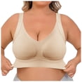 thumbnail image 2 of Everyday Bras for Women Athletic Bra for Women Work Out Bras Pack of Bras for Women Athletic Sports Bras Wireless Bras for Women Womens Bras Push up No Underwire Sports Bra with Support The Beige 2XL, 2 of 9