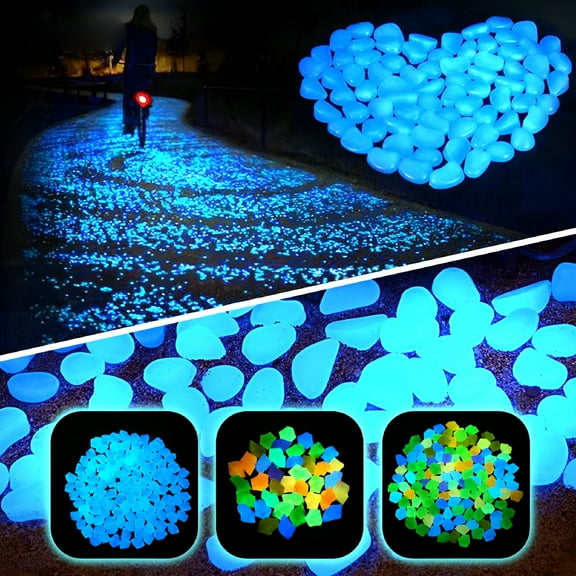 ACDANC 500PCS Stone Glow in The Dark Rocks for Outdoor Garden Luminous Decor Rubble for Pots Decoration,Yard Ornament,Pebbles for Plants Indoor Vase,Glowing Small Rocks Gravel