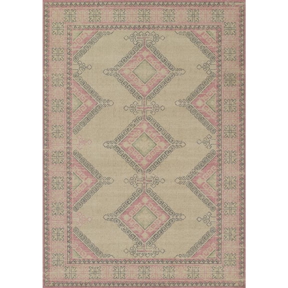 Momeni Anatolia Wool and Nylon Medallion Pink Area Rug 9'9" X 12'6"