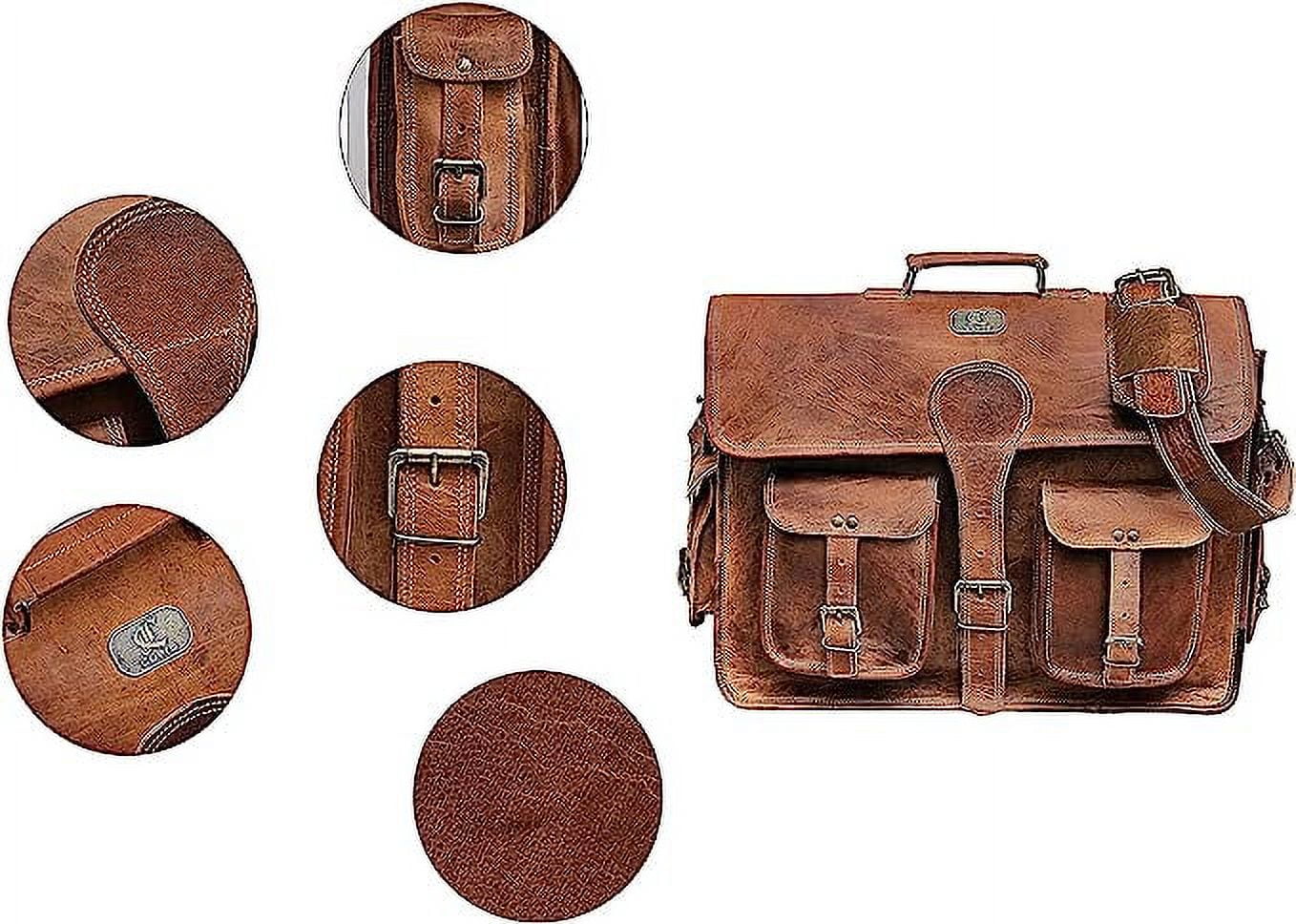 RUZIOON 14 Inch Vintage Handmade Leather Messenger Bag for Laptop Briefcase Best Computer Satchel Distressed Bag
