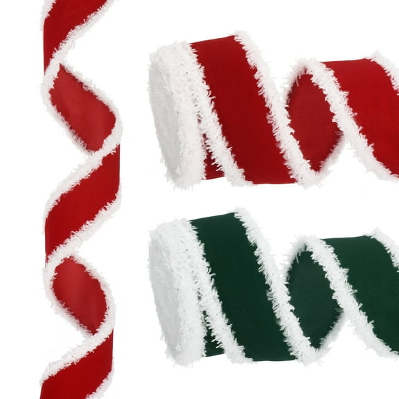 12 Yards x 1.5" Christmas Ribbon Velvet Ribbons Gift Wrapping Ribbon for Craft Birthday Wedding Festival Holiday Decoration, Red/Green