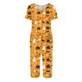 thumbnail image 4 of Halloween Pajamas Women Set Halloween Matching 2 Piece Set Short Sleeve Top and 7/8 Pants Women Sleepwear for Trick-Or-Treat, Parties, Lounge Orange 2XL, 4 of 5