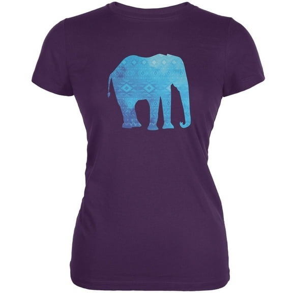 African Spirit Animal Elephant Purple Juniors Soft T-Shirt - X-Large